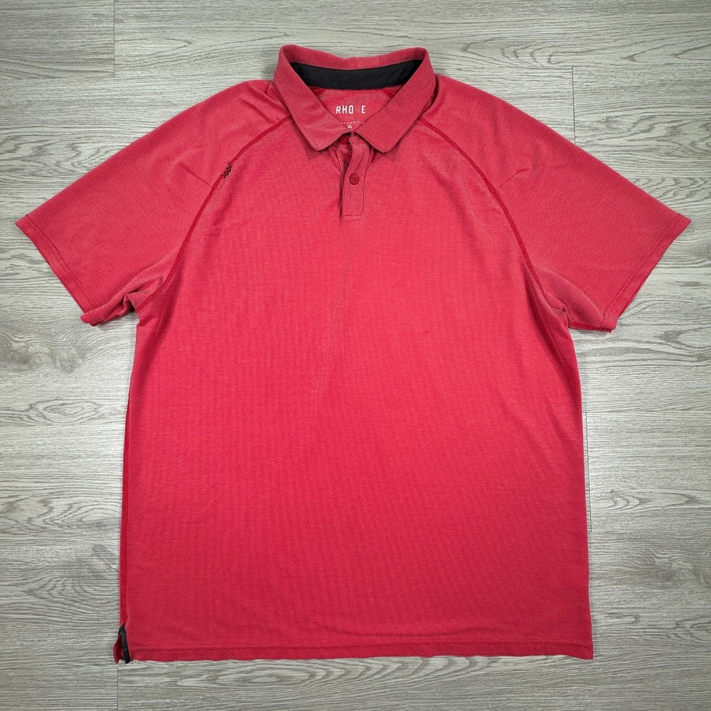 Rhone Mens Polo Shirt Delta Pique Red XL Short Sleeve Performance Breathable